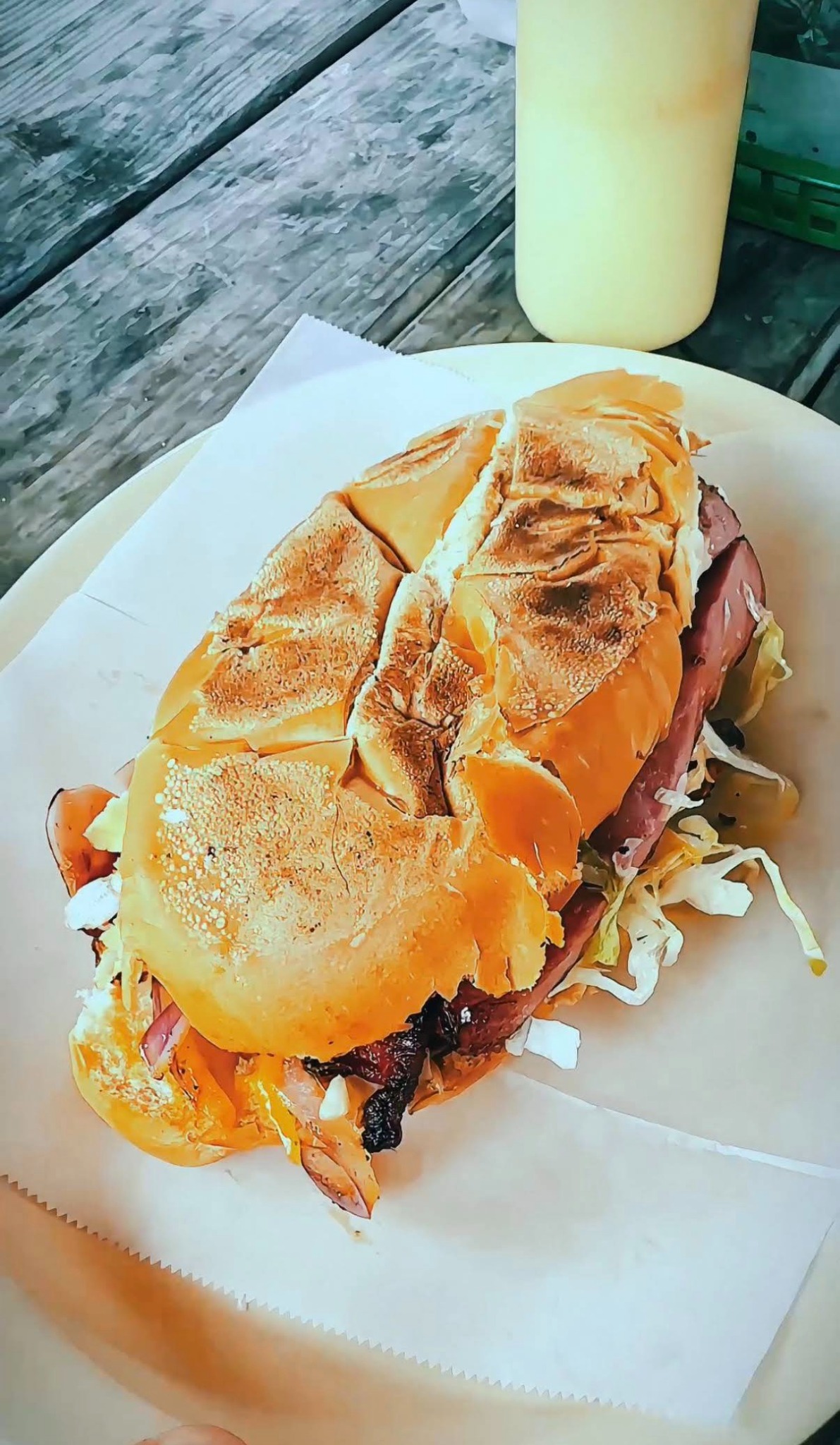 Toasted loaded torta served at Tacos La Costeñita
